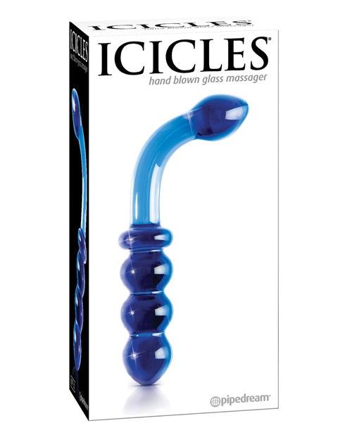 Pipedream Icicles No. 31 Masajeador de Vidrio con Punto G Azul - featured product image.