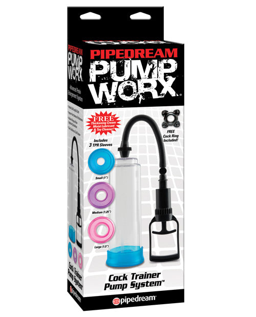 Pump Worx Cock Trainer Pump System with 3 TPR Sleeves: Ultimate Growth & Confidence Booster Product Image.