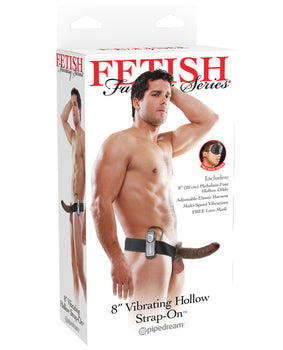 8" Vibrating Hollow Strap On - Brown - Featured Product Image