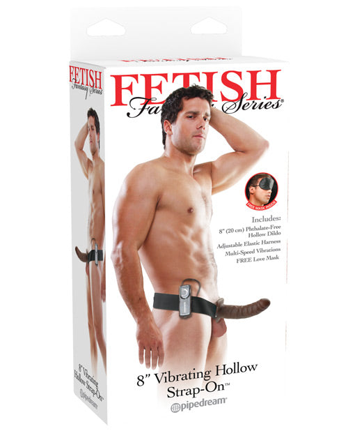 Fetish Fantasy Series 8" Vibrating Hollow Strap On - Brown - featured product image.