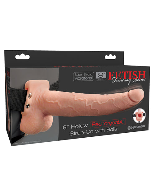 Fetish Fantasy SeriesÂ® 9" Hollow Rechargeable Strap-On with Balls