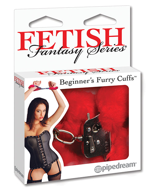 Fetish Fantasy Red Furry Cuffs: Comfortable, Easy Removal, Adjustable Fit - featured product image.