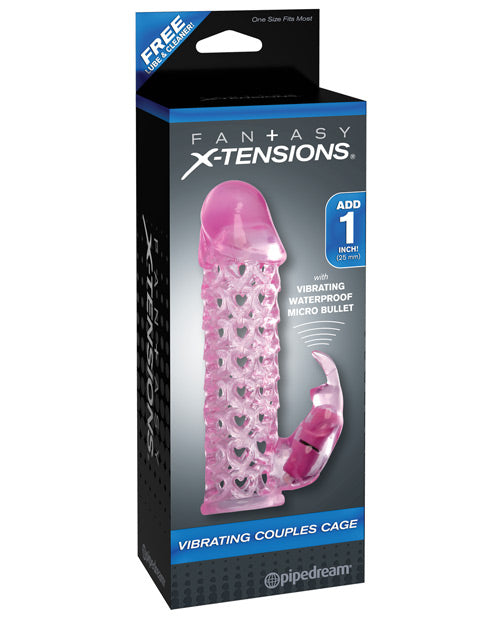 Jaula vibratoria rosa para parejas Fantasy X-tensions: placer mejorado y soporte definitivo para la erección Product Image.