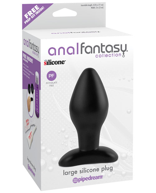 Anal Fantasy Collection Large Silicone Plug - Black - featured product image.