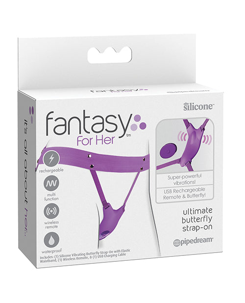 Fantasy For Her Ultimate Butterfly Strap-On - Púrpura: 10 modos de vibración 🦋 Product Image.