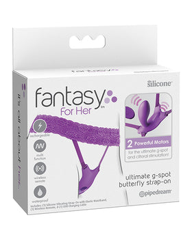 Fantasy For Her Ultimate G-Spot Butterfly Strap-On - Púrpura con 10 modos de vibración - Featured Product Image