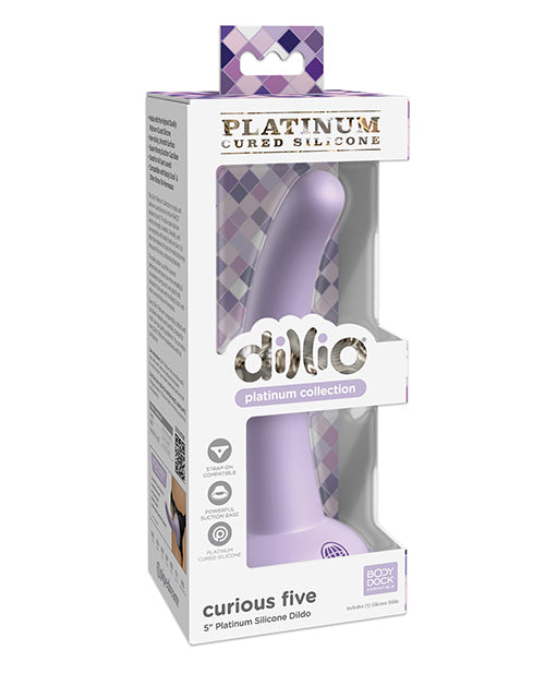 Dillio Platinum 5 英吋好奇五矽膠假陽具 - 紫色 - featured product image.