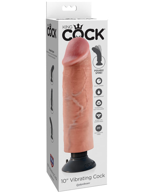 King Cock 10" Vibrating Cock - Realistic Pleasure Powerhouse - featured product image.