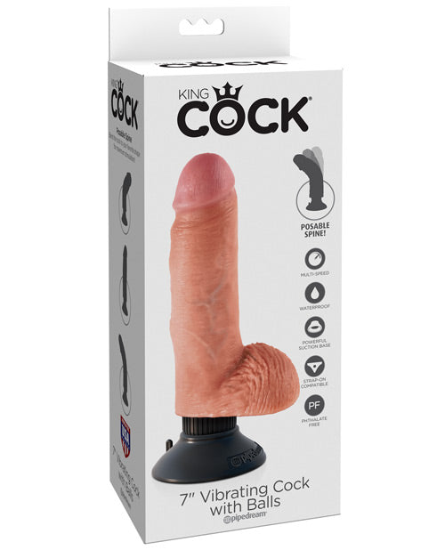 King Cock 7" Vibrating Cock with Balls - Ultimate Pleasure Experience - featured product image.