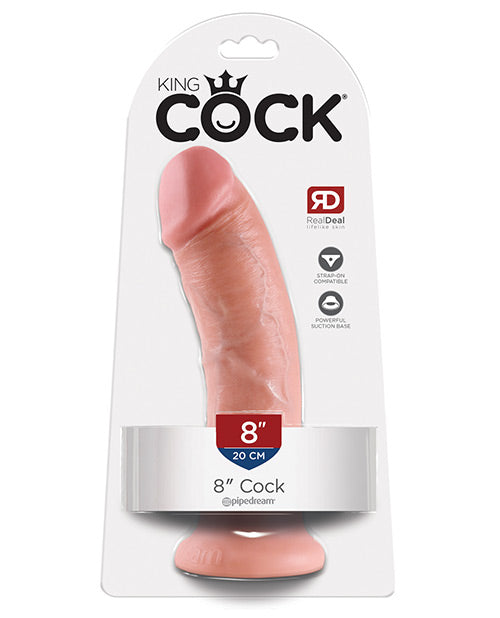 King Cock 8" Realistic Suction Cup Dong - Flesh Product Image.