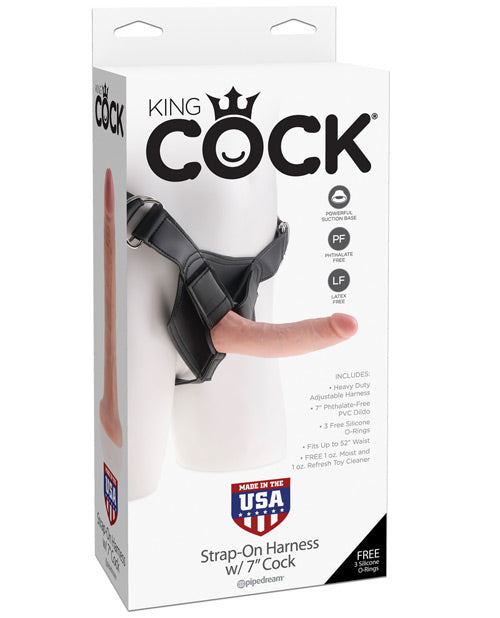 King Cock 7" Realistic Strap-On Harness - featured product image.