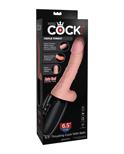 King Cock® Plus 6.5" Triple Threat Dong: Thrust, Warm, Vibrate! - featured product image.