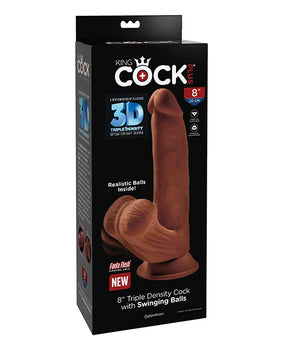 King Cock Plus 8" Triple Density Cock with Swinging Balls - Brown - Featured Product Image