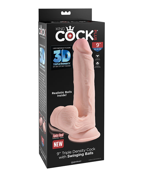 King Cock Plus 6" Triple Density Dildo with Swinging Balls - Ivory - featured product image.