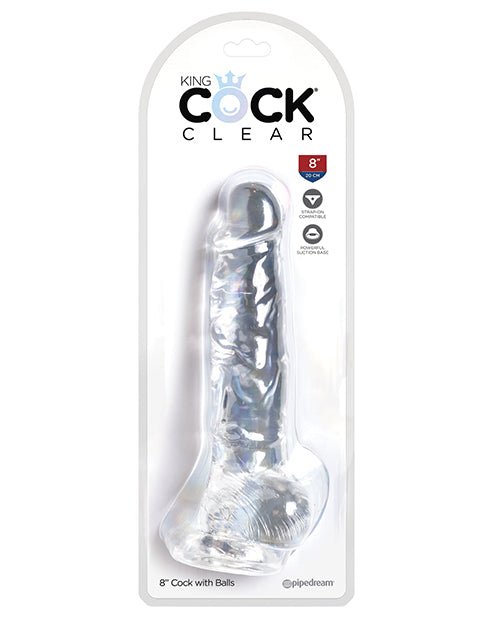 Clear Cock with Balls: Realistic Pleasure & Hands-Free Fun Product Image.