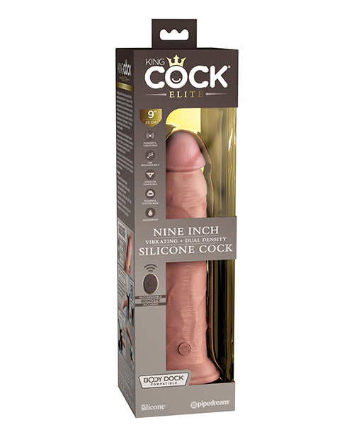 King Cock Elite 9" Dual Density Vibrating Silicone Cock with Remote - featured product image.