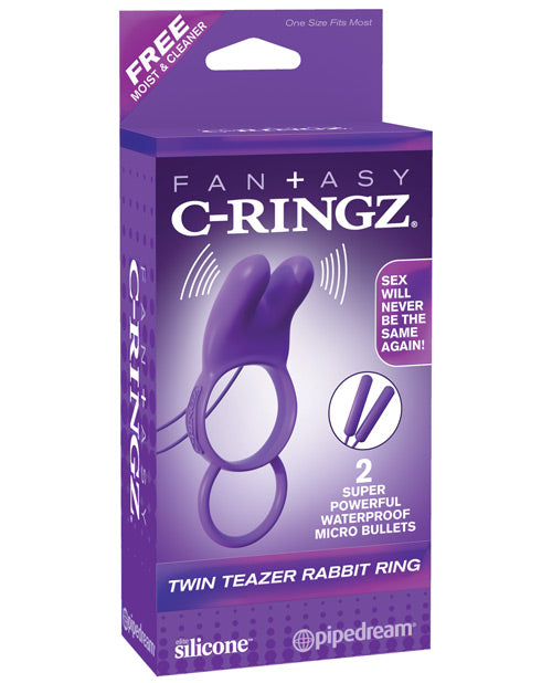 Fantasy C-Ringz Twin Teazer Rabbit Ring - Purple: Triple-Action Vibrating Pleasure & Performance Enhancer - featured product image.