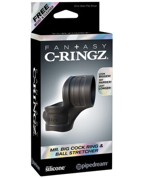 Fantasy C-Ringz Mr. Big Cock Ring &amp; Ball Stretcher - Negro: Actualización definitiva para el dormitorio - Featured Product Image