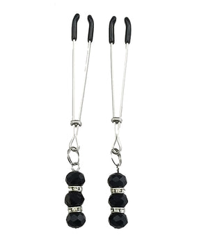 Black & Crystal Bead Tweezer Nipple Clamps - Featured Product Image