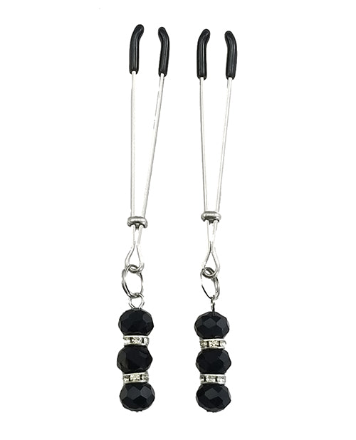 Black & Crystal Bead Tweezer Nipple Clamps - featured product image.