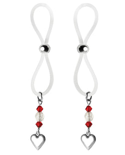 Bijoux de Nip Heart Charm Nipple Halos in Red/Clear