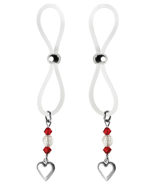 Bijoux de Nip Heart Charm Nipple Halos - Red/Clear - featured product image.