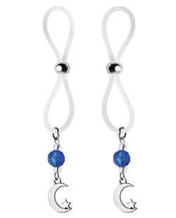 Bijoux de Nip Dije para pezón Halos Luna y Estrella en Azul/Transparente