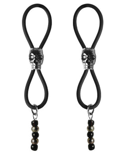 Bijoux de Nip Halos de Pezones Deslizadores Calavera Negro/Plata