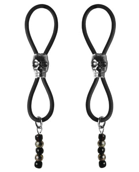 Bijoux de Nip Halos para pezones deslizantes con calavera negra/plateada: Rebel Chic Essentials - Featured Product Image