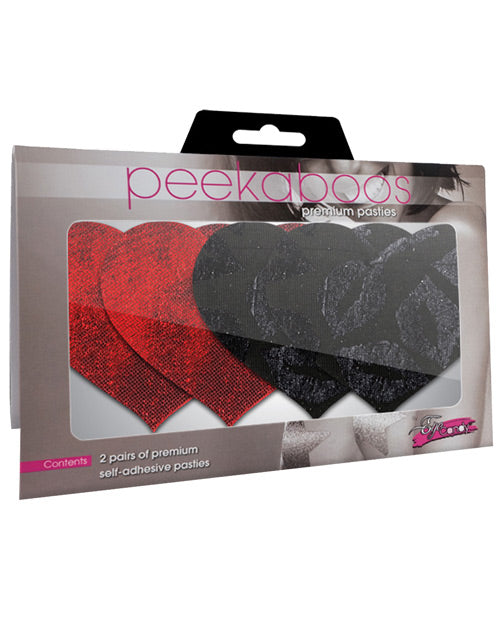 Stolen Kisses Hearts - Red & Black Pasties - featured product image.