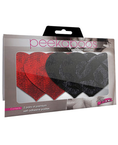 Stolen Kisses Hearts - Red & Black Pasties