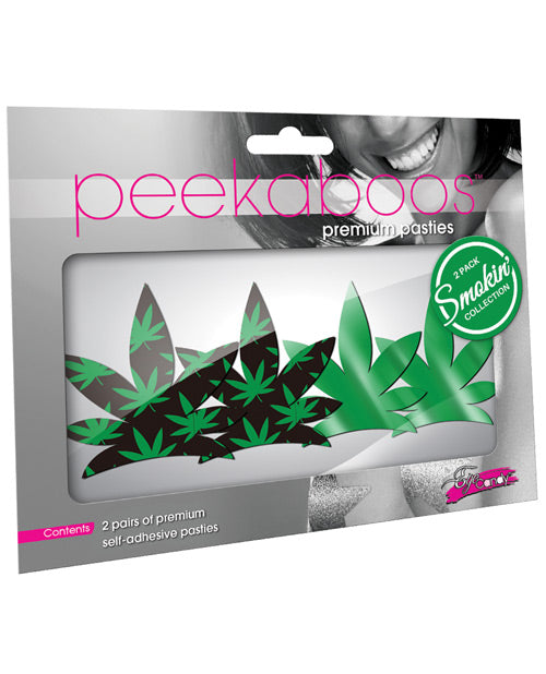 Peekaboos Up in Smoke Leaves Premium Self-Adhesive Pasties Product Image.