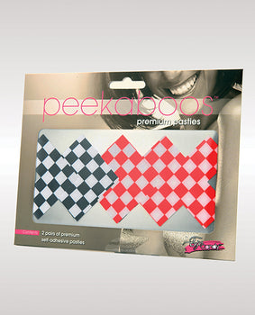 Peekaboos Checkered Pasties Set - Black & Red, 2 Pairs - Featured Product Image
