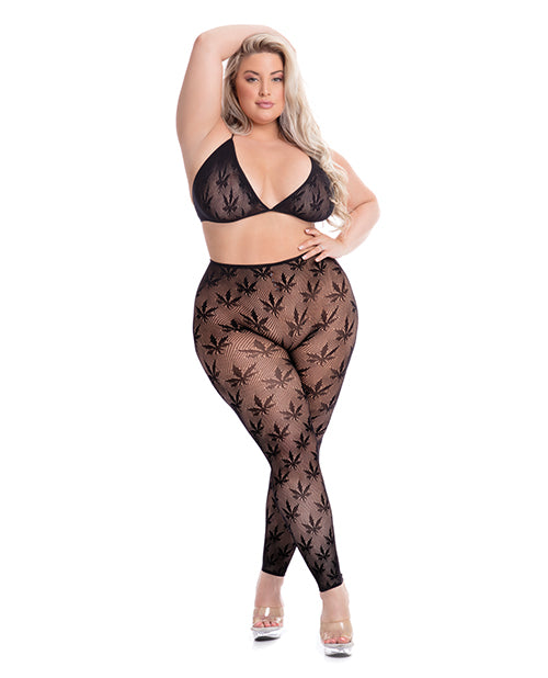 Pink Lipstick All About Leaf Bra & Leggings Set - featured product image.