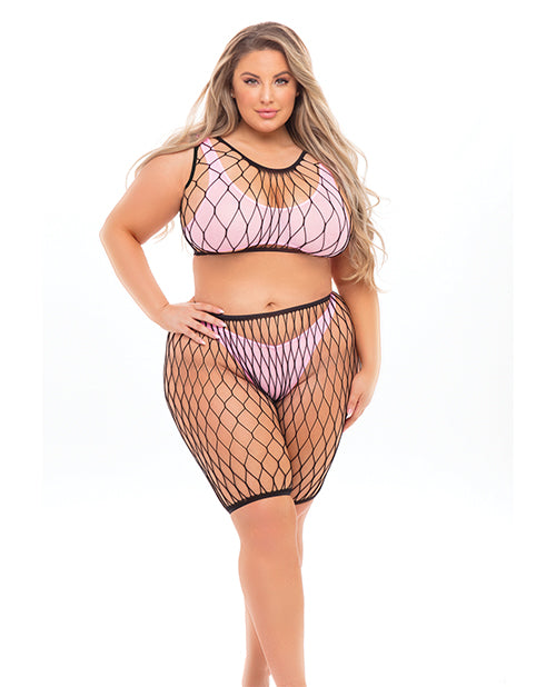 Pink Lipstick Empowerment Fishnet Set (Up to 3x) - featured product image.