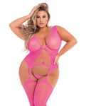 Bodystocking transparente Flight Risk - Rosa 1X-3X