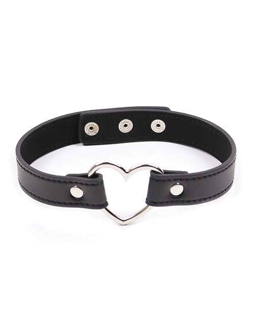 Shop for the Plesur Black PVC Heart Connector Choker - Adjustable & Stylish at My Ruby Lips