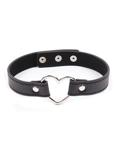 Plesur Black PVC Heart Connector Choker - Adjustable & Stylish