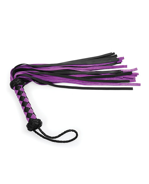"Plesur 22" Purple Suede Leather Flogger - Premium BDSM Toy" Product Image.