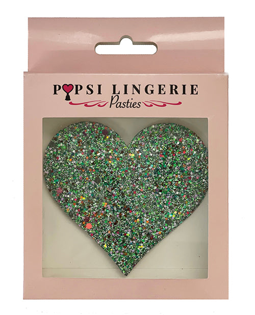 Glow In the Dark Glitter Heart Pasties - O/S - featured product image.