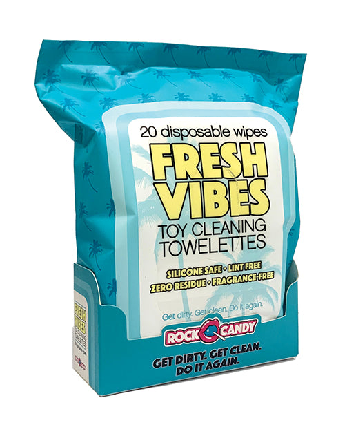Shop for the Rock Candy Fresh Vibes Toy Cleaning Towelettes Travel Pack - Pack of 20 at My Ruby Lips