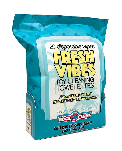 Paquete de viaje de toallitas limpiadoras de juguetes Rock Candy Fresh Vibes, paquete de 20 - featured product image.