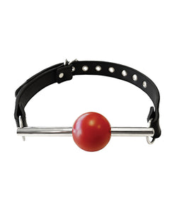 Rouge Leather Ball Gag: Black & Red Bondage Elegance