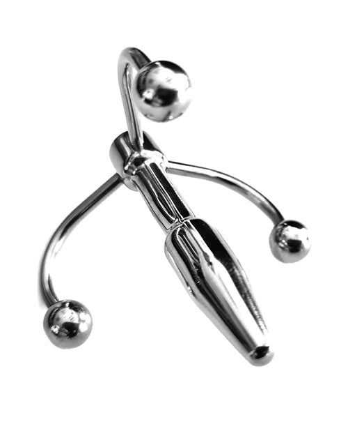 Rouge Stainless Steel Crown Penis Plug: Triple Hook Design