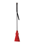 Red Tasseled Riding Crop - Lightweight Leather BDSM Accessory