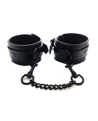 Rouge Leather Ankle Cuffs - Black with Black centered on a white background - featured product image.