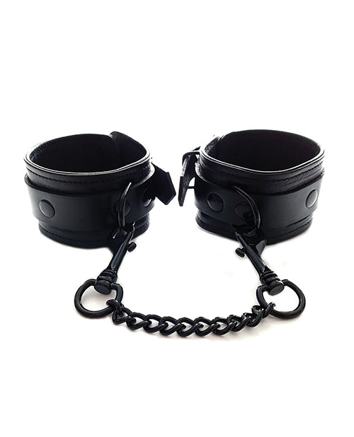 Rouge Black Leather Wrist Cuffs with Detachable Chain - featured product image.