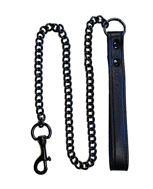Rouge Black Leather Lead with Metal Chain - featured product image.