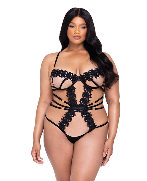 Shop for the Ebony Rose Lace Trim Teddy: Elegant, Supportive, Edgy at My Ruby Lips