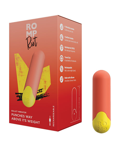 Vibrador ROMP Riot Bullet: Petite Power en naranja vibrante Product Image.